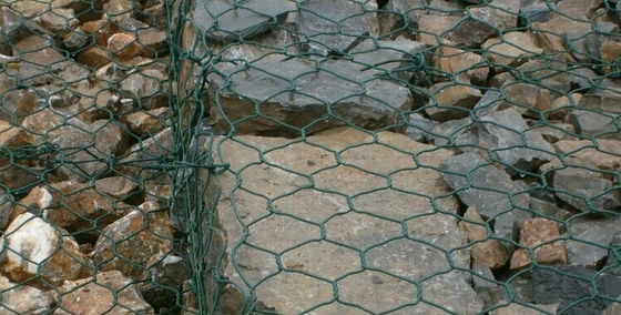 Pvc Coated Galvanized Gabion  Size 6x2x0.3m Anti Corrosion River Protection